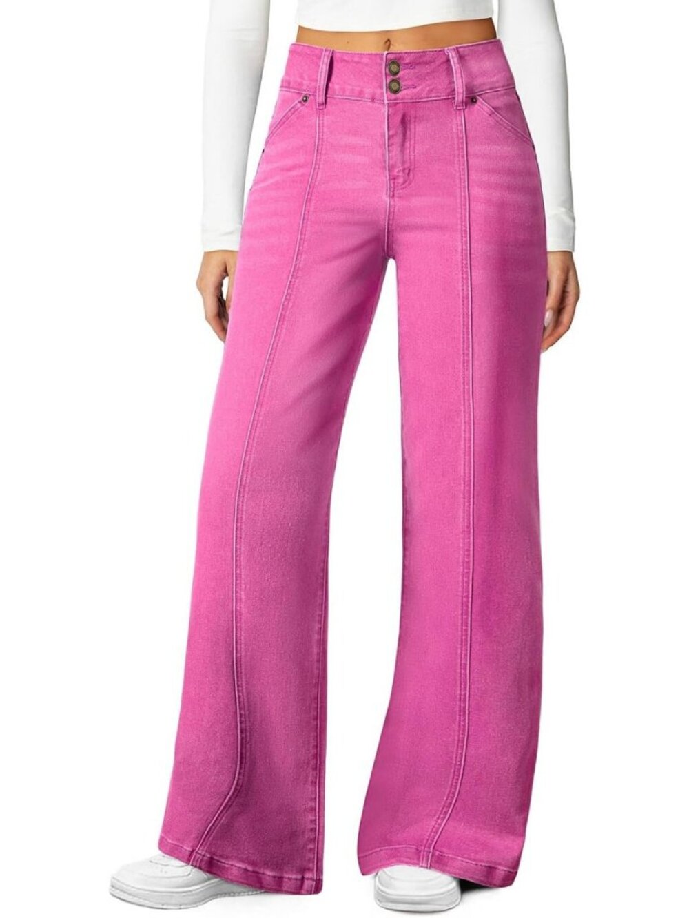 High-Waisted Wide Leg Stretchy Jeans for Women - Trendy Casual Fashion Bottoms